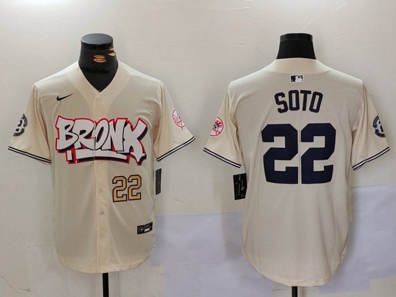 Men New York Yankees 22 Soto Cream joint name 2024 Nike MLB Jersey style 2